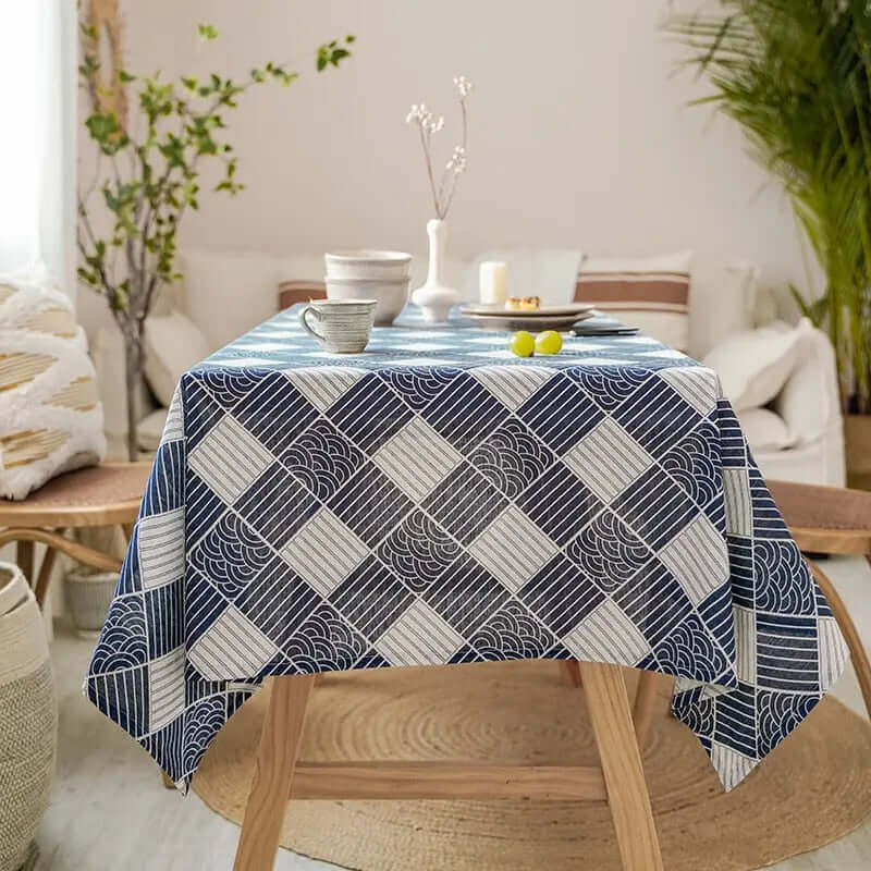 Japanese Print Linen Tablecloth