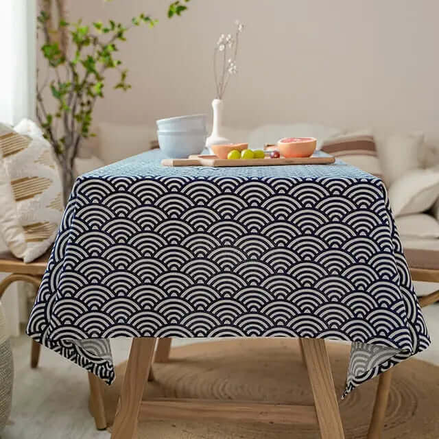 Japanese Print Linen Tablecloth