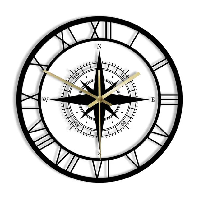 Nautical Compass Wall Clock