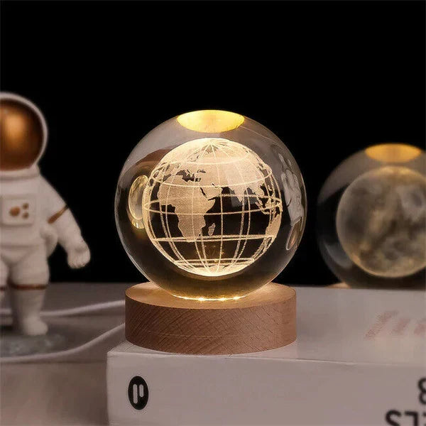 AstroGlobe Engraved Glass Table Lamp