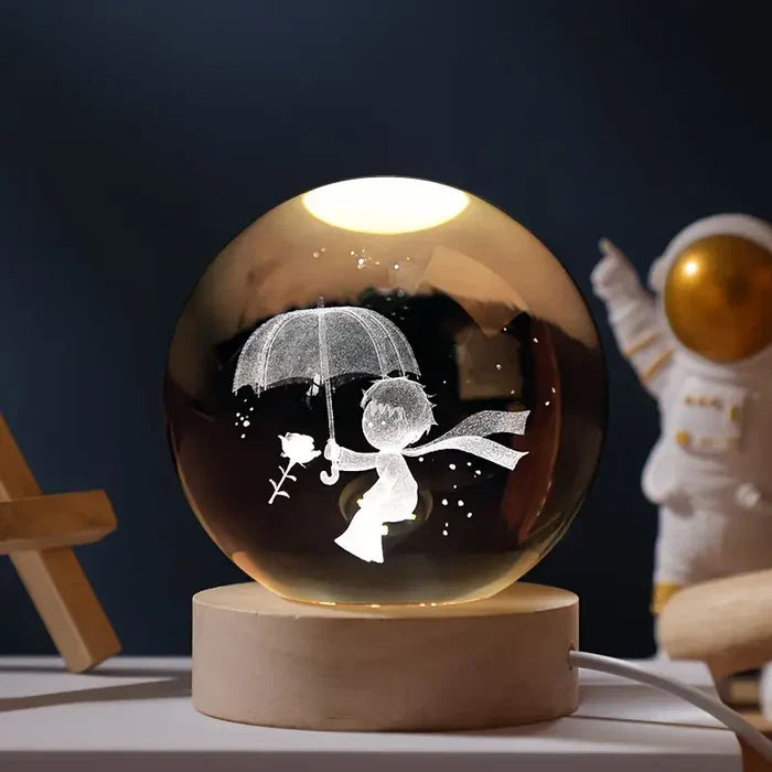 AstroGlobe Engraved Glass Table Lamp