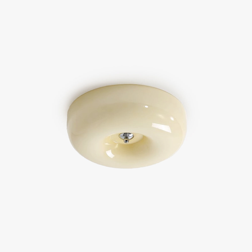 Cando Cream Glass Ceiling Light on a plain white background showing the rounded cream glass body