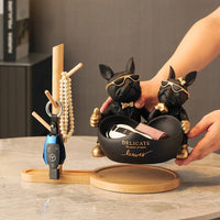 Bulldog Statue with Catch-All Bowl