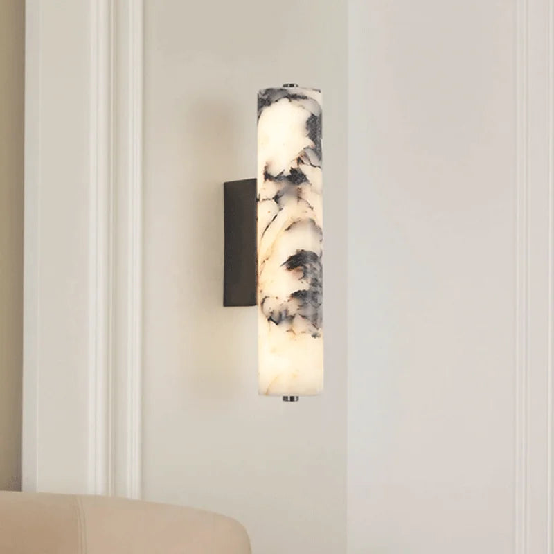 Polished Marble Column Wall Light
