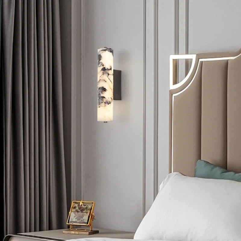 Polished Marble Column Wall Light