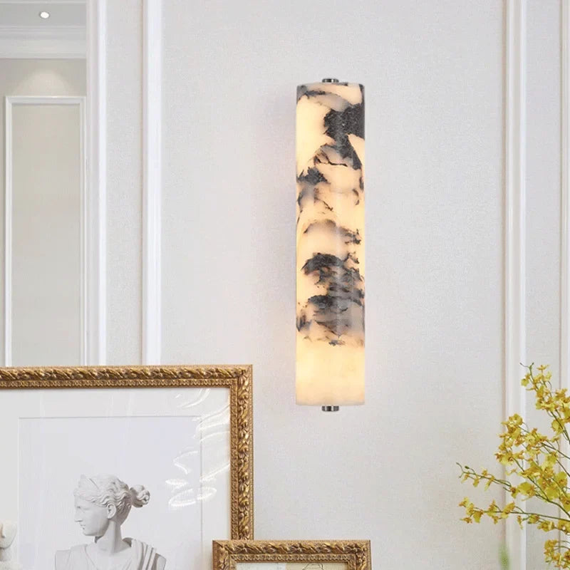 Polished Marble Column Wall Light