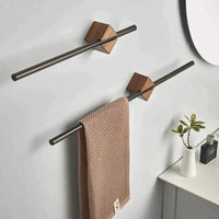 Wood-Effect Steel Towel Bar