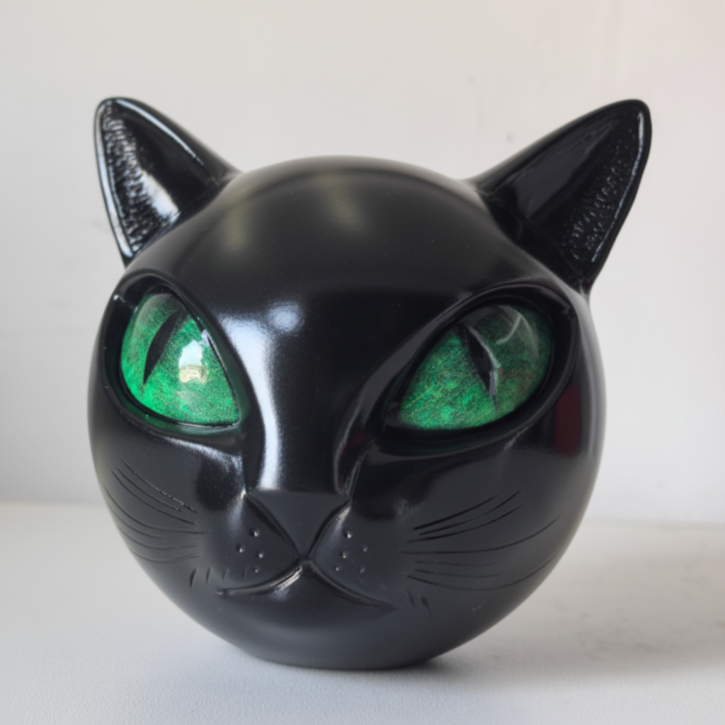 Resin Cat Head Sculpture 17cm