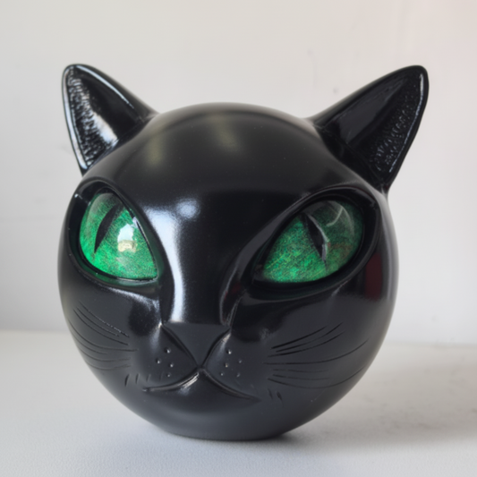 Resin Cat Head Sculpture 17cm