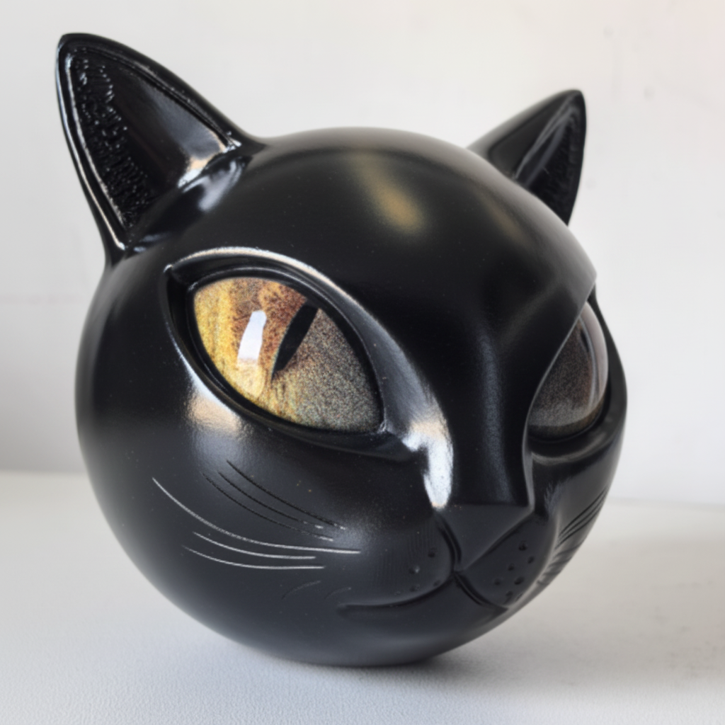 Resin Cat Head Sculpture 17cm