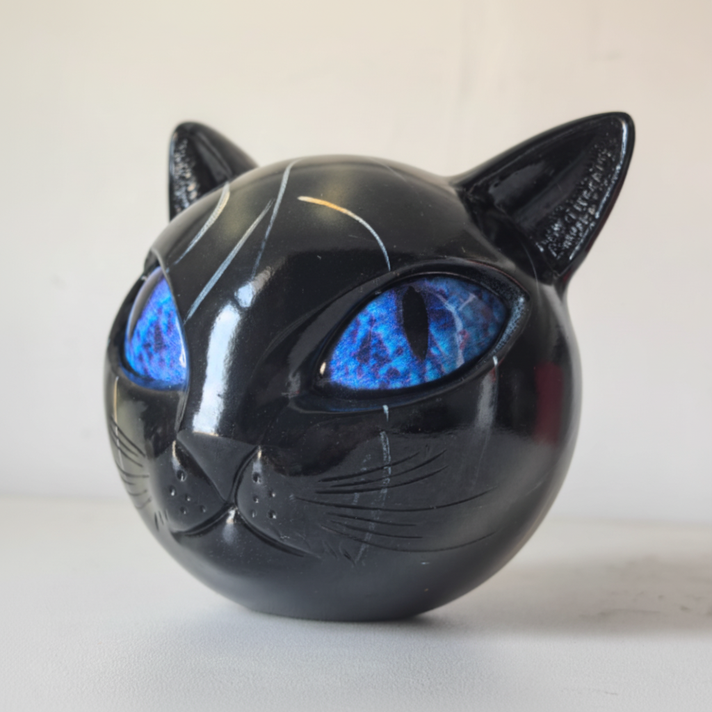 Resin Cat Head Sculpture 17cm