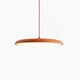 Tarvo orange flat disc pendant light, 40cm shade on a plain white background