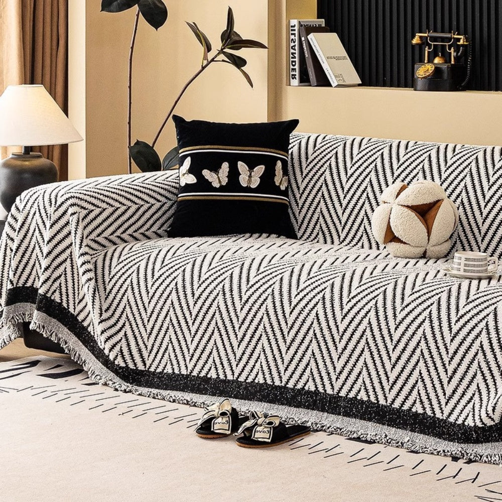 Marella Tasselled Chevron Sofa Cover