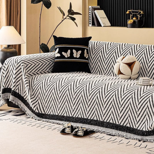 Marella Tasselled Chevron Sofa Cover