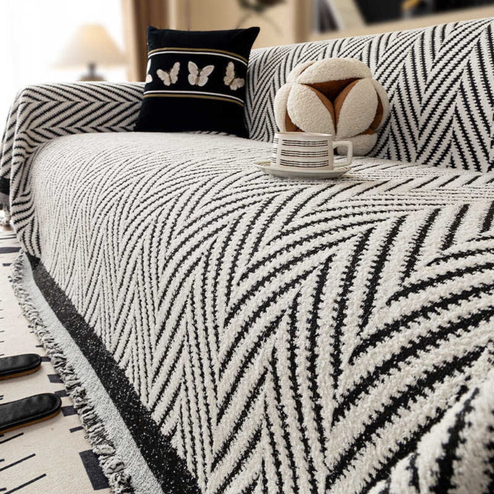 Marella Tasselled Chevron Sofa Cover