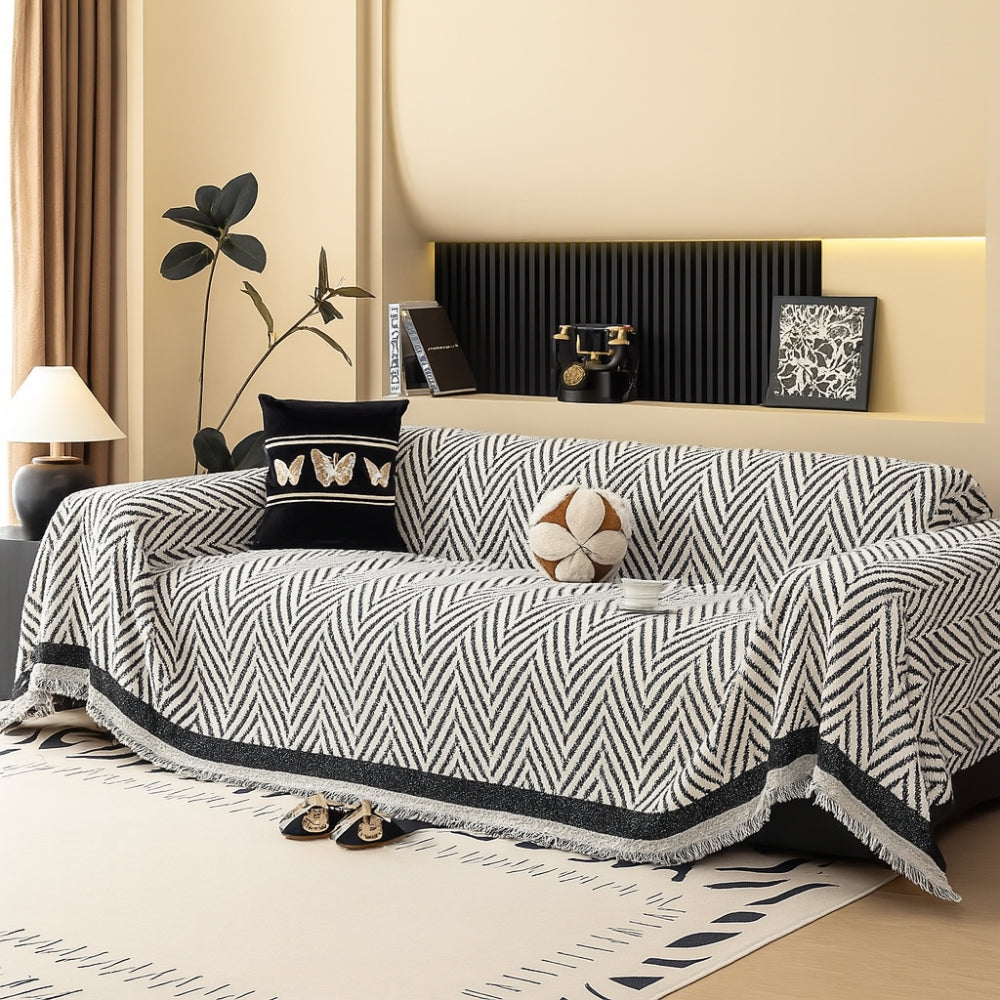 Marella Tasselled Chevron Sofa Cover