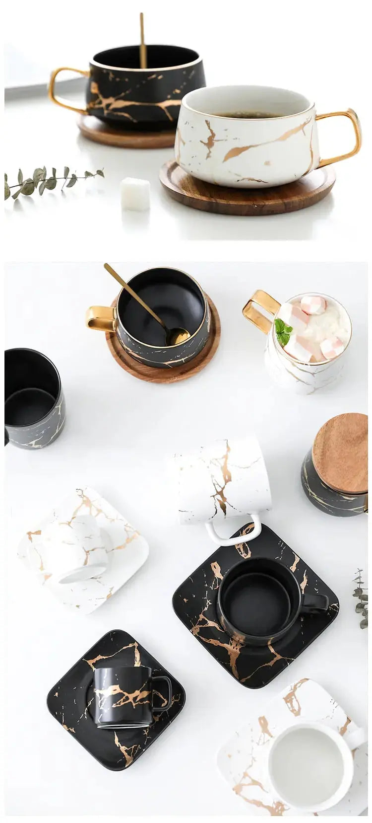 Marble Effect Gold Rim Mug