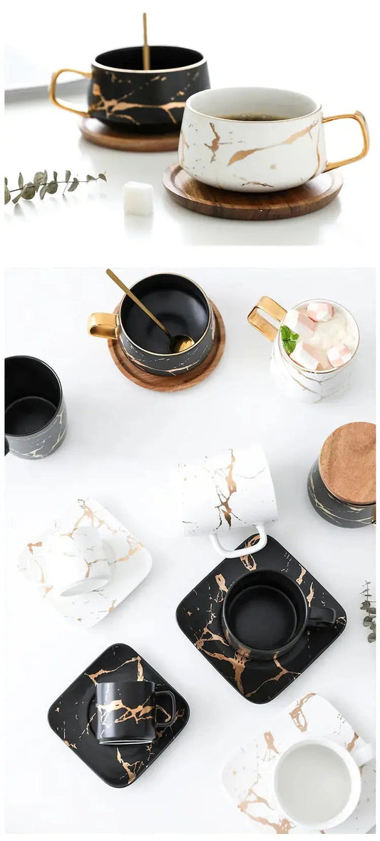 Marble Effect Gold Rim Mug