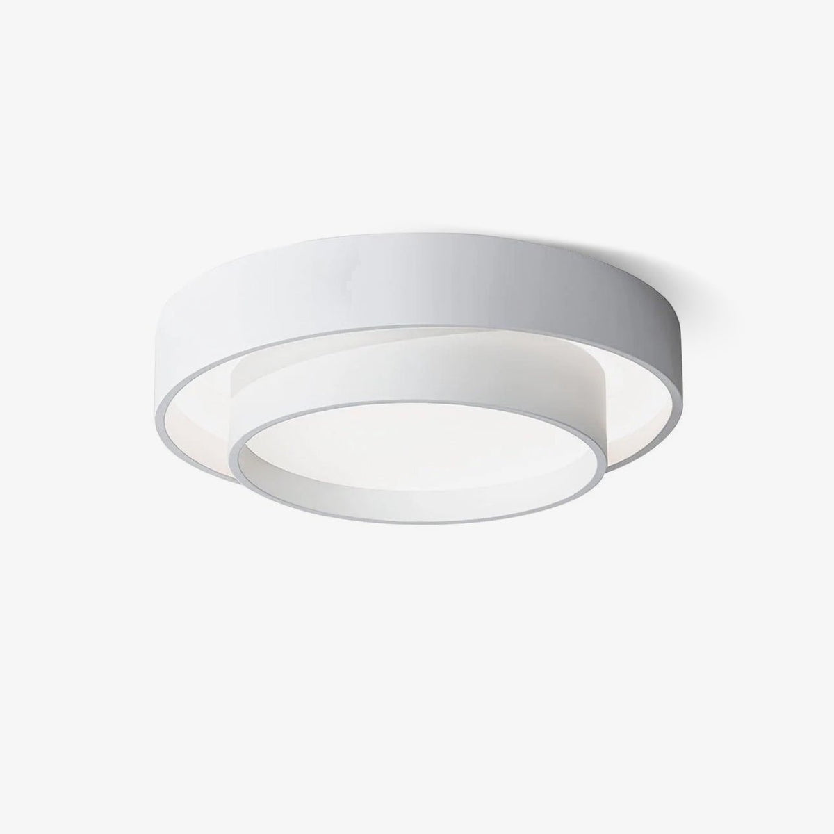 Belna white stepped drum ceiling light switched off on a plain white background