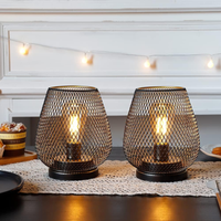 Cordless Iron Mesh Lantern Pair