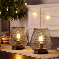 Cordless Iron Mesh Lantern Pair