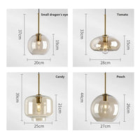 Glass Shade Pendant Light 15-28cm