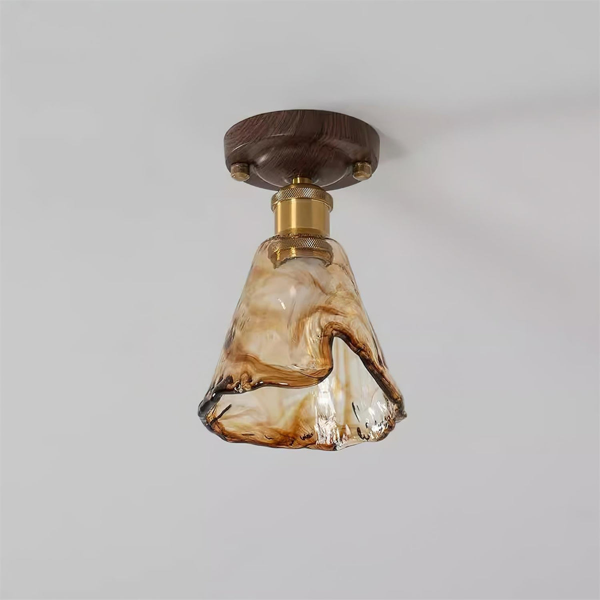 Orva Amber Glass Semi-Flush Light - unlit product shot on grey background showing glass shape