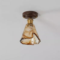 Orva Amber Glass Semi-Flush Light - unlit product shot on grey background showing glass shape