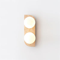 Varro Travertine Wall Lamp - alternate view showing arch and two globes