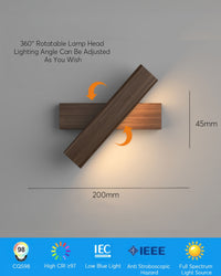 Rotating Wood Grain Wall Light