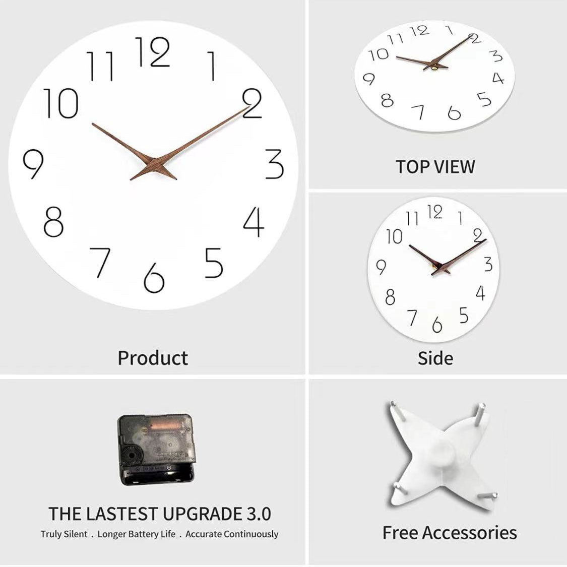 Colour Block Silent Wall Clock 25cm
