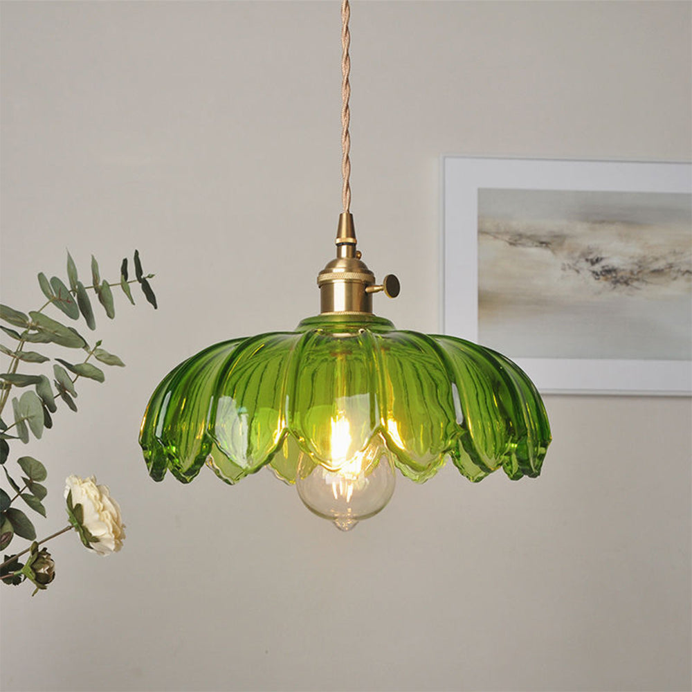 Scalloped Glass Flower Pendant Light