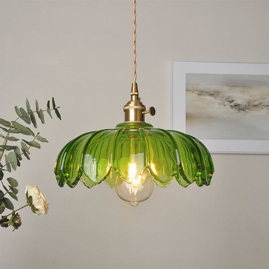 Scalloped Glass Flower Pendant Light