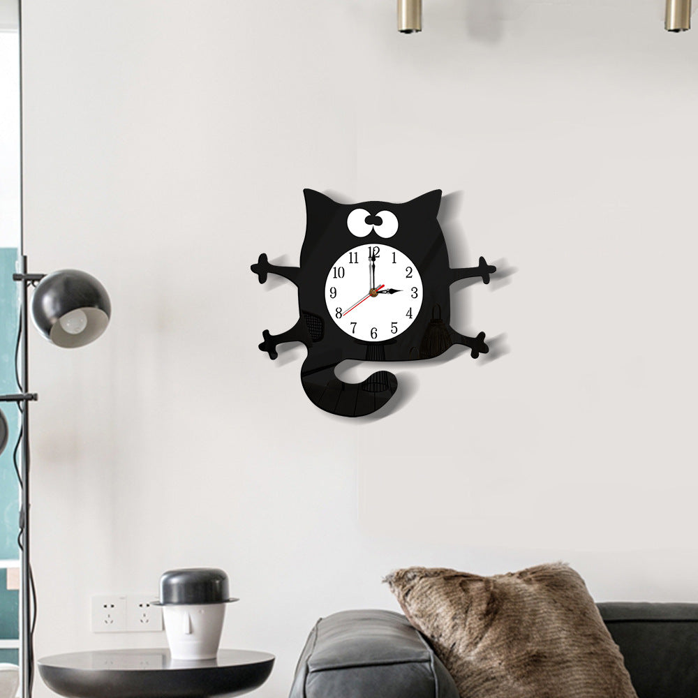Cat Silhouette Silent Wall Clock, 28cm