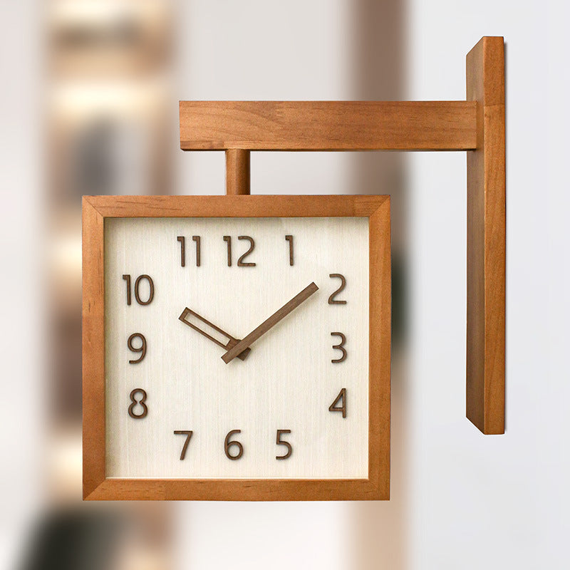 Solid Wood Corner Wall Clock 34cm