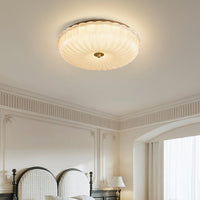 Hala ceiling light mounted flush to a white ceiling in a classic bedroom