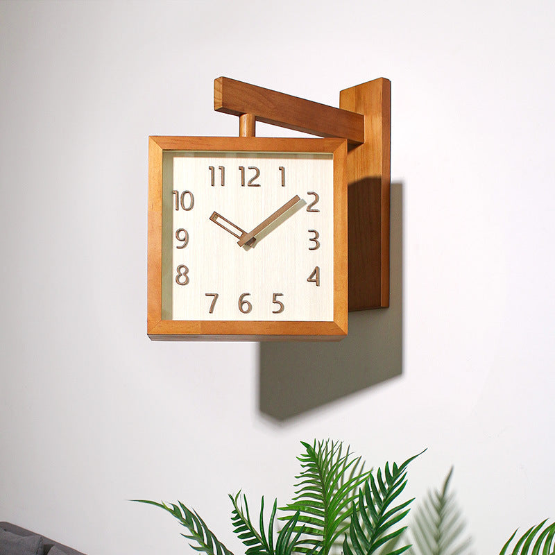 Solid Wood Corner Wall Clock 34cm