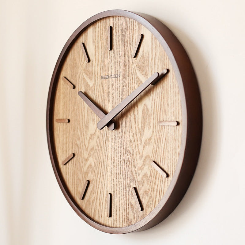 Minimalist silent wooden wall clock