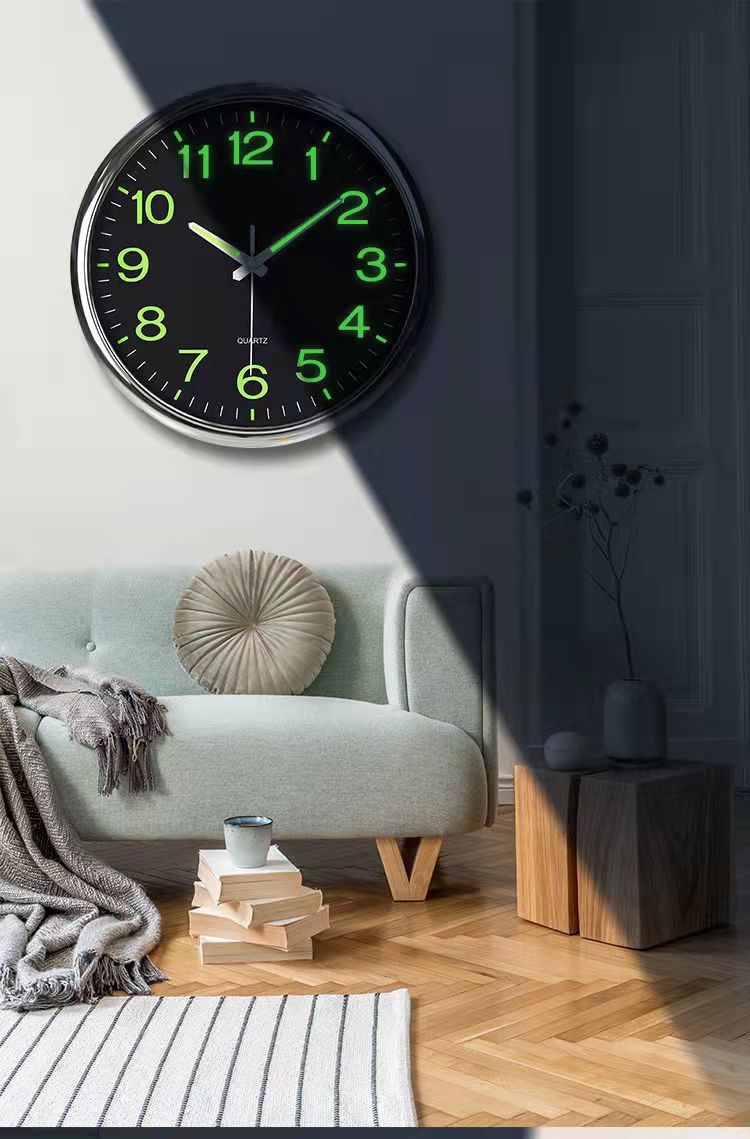 Glow in the Dark Silent Wall Clock 30cm