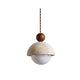 Vairo Travertine Dome Pendant Light on a plain white background showing the travertine dome, walnut bead and opal glass globe