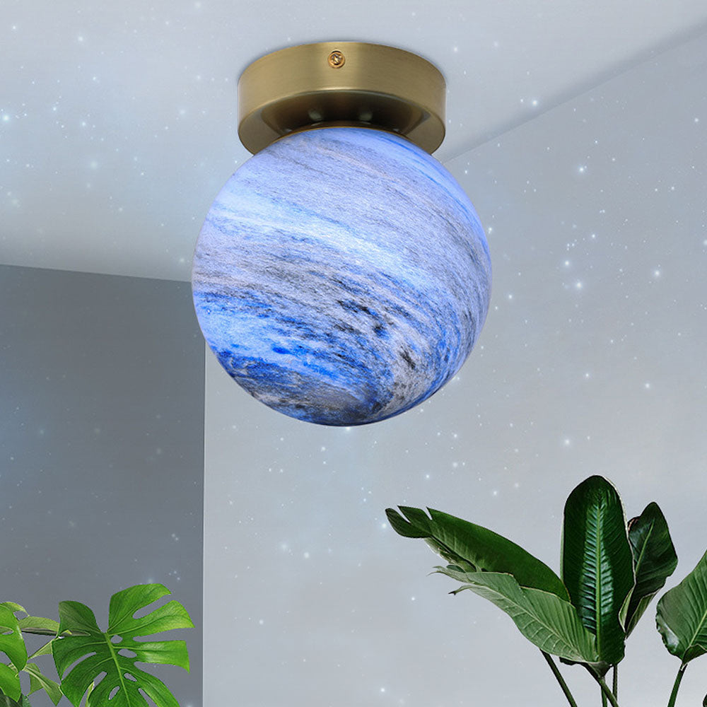 Planet Glass Flush Mount Ceiling Light