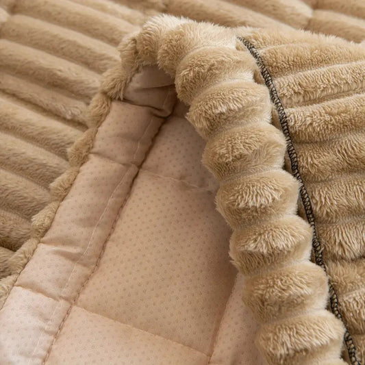 Pleated Edge Plush Sofa Runner