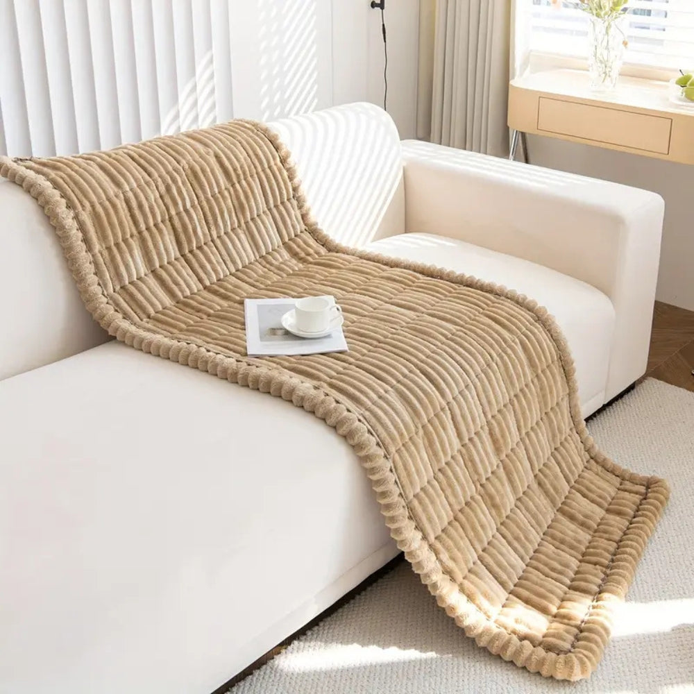 Pleated Edge Plush Sofa Runner