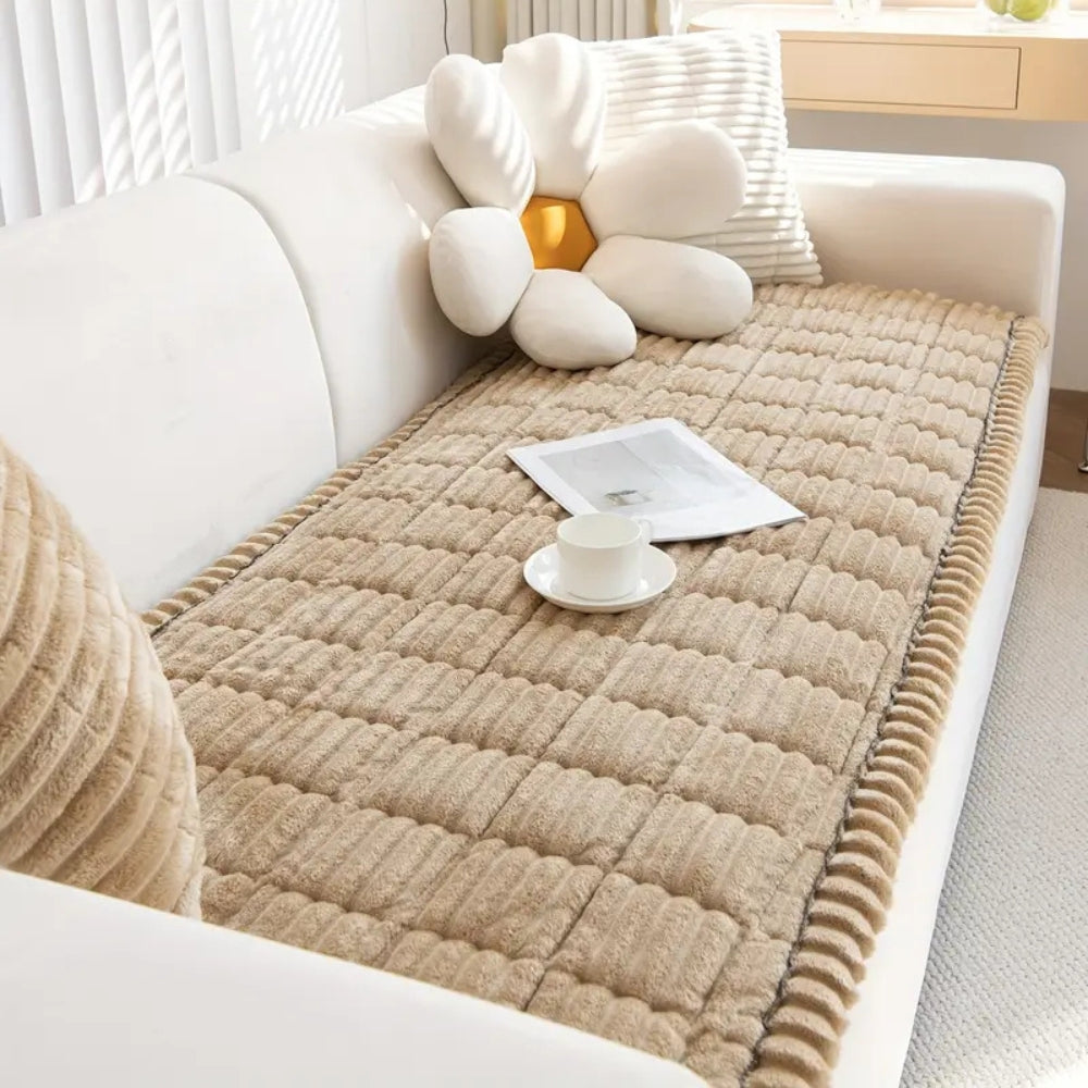 Pleated Edge Plush Sofa Runner