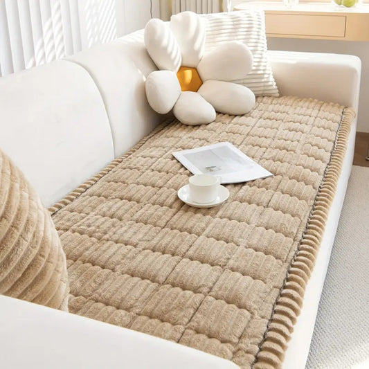 Pleated Edge Plush Sofa Runner