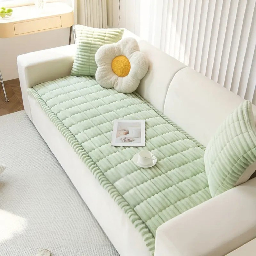 Pleated Edge Plush Sofa Runner