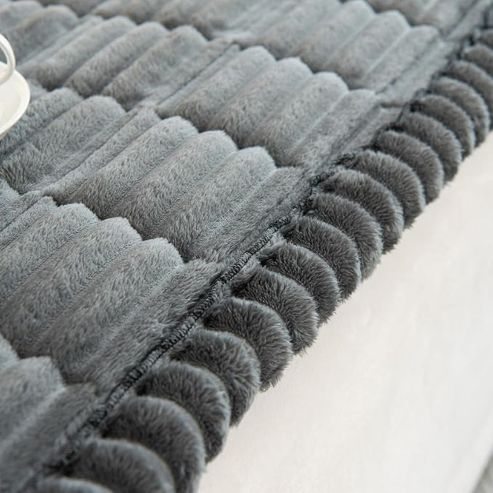 Pleated Edge Plush Sofa Runner
