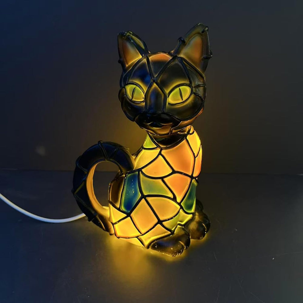 Resin Cat Figurine Table Lamp