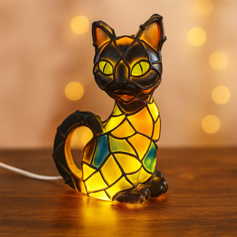 Resin Cat Figurine Table Lamp