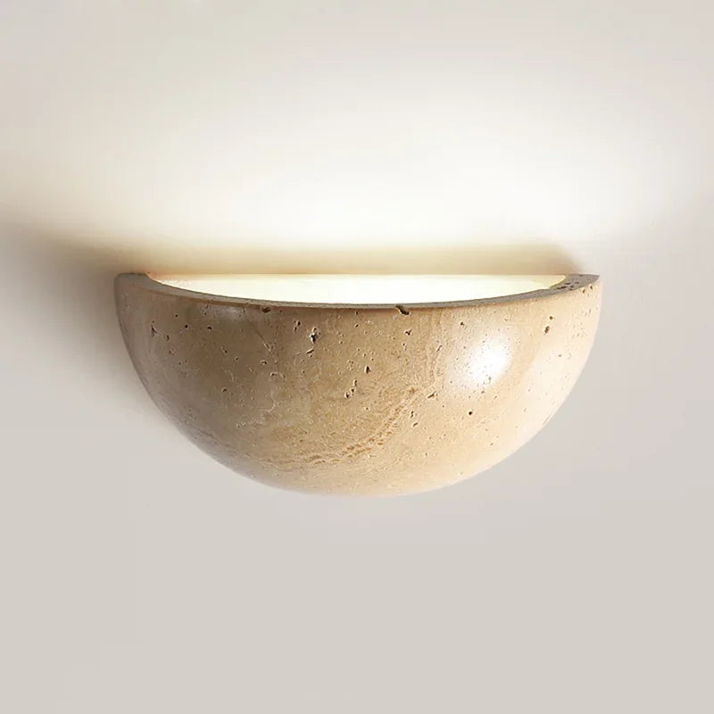 Travertine-Look Half Moon Wall Light